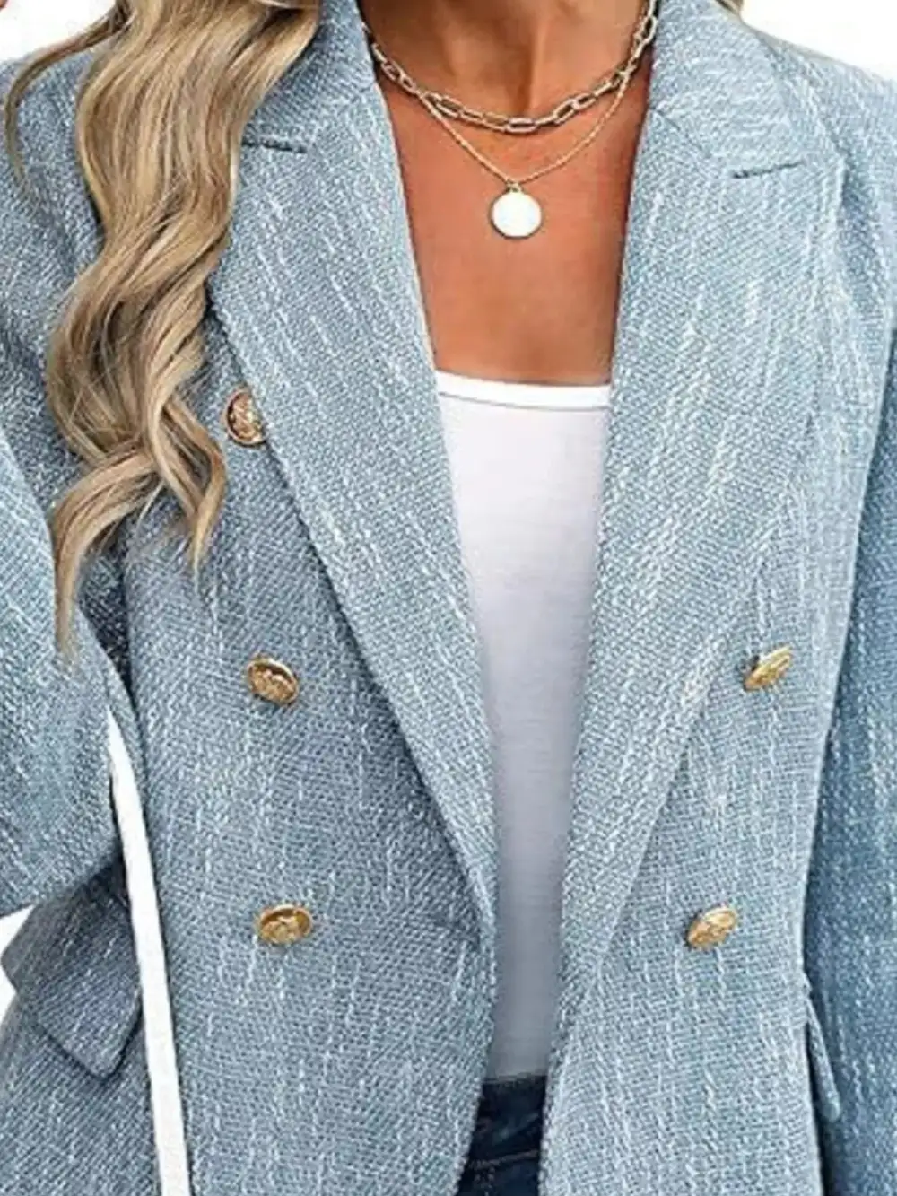 Double Breasted Lapel Collar Blazer