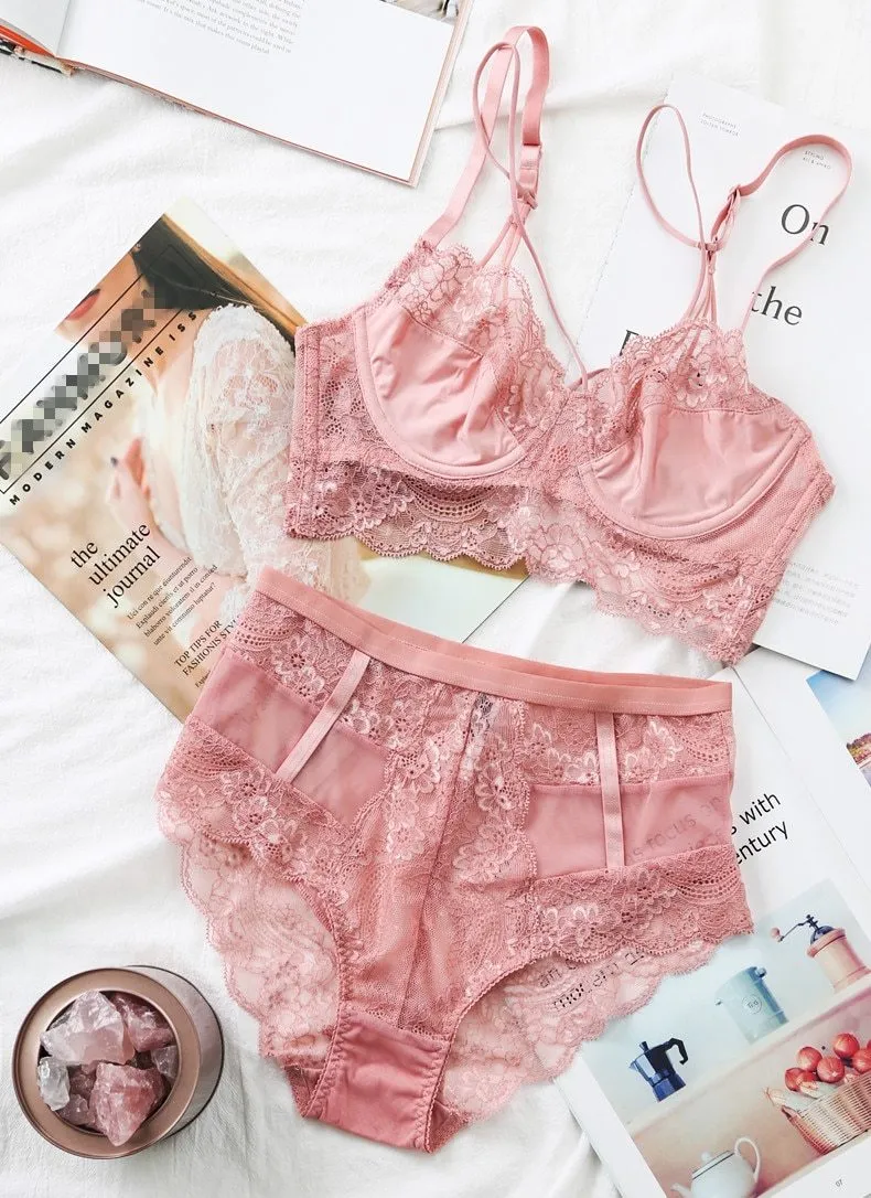 High-Waist Openwork Lace Lingerie Set