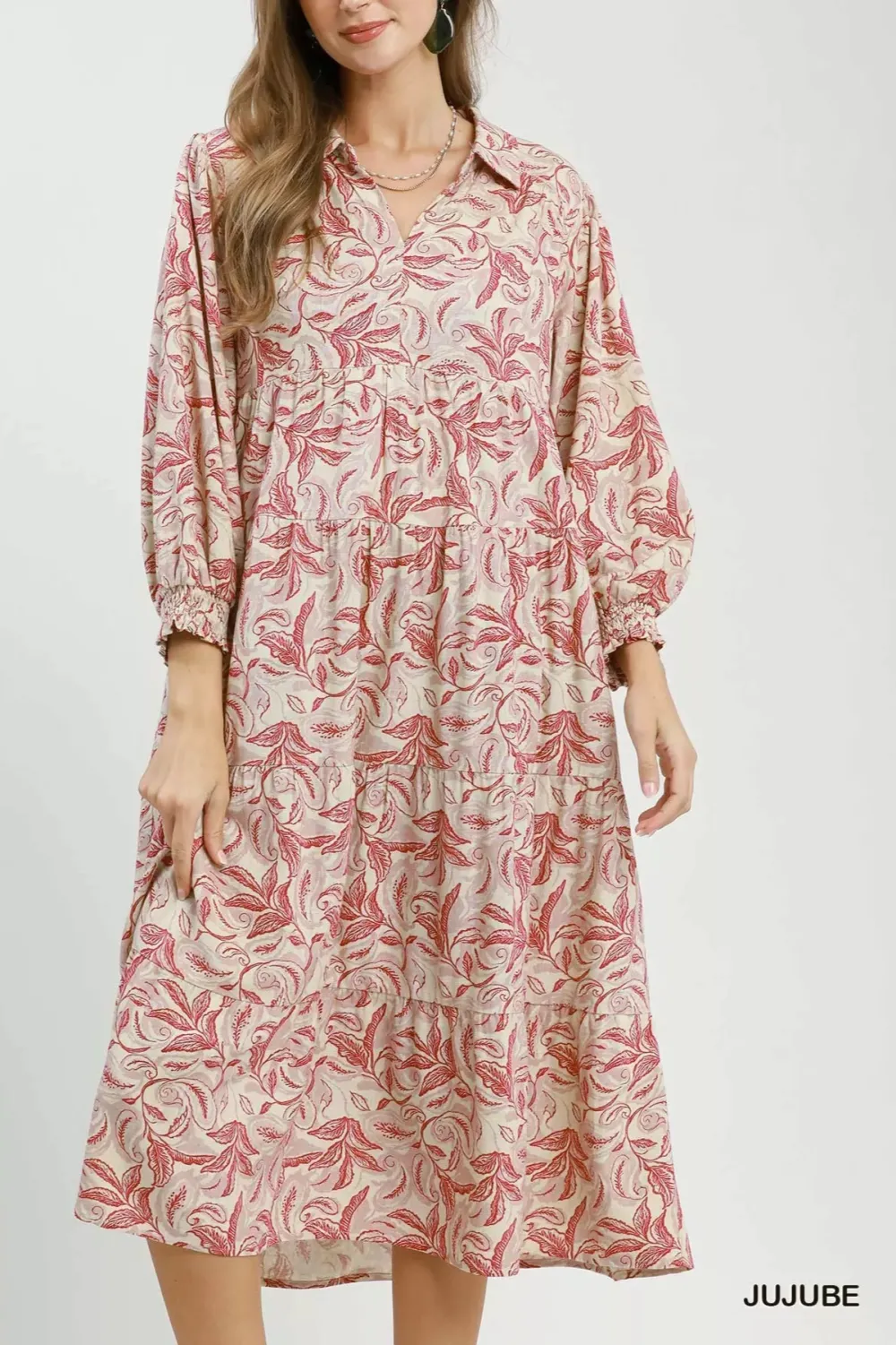Everyday Botanical Print Tiered Midi Dress