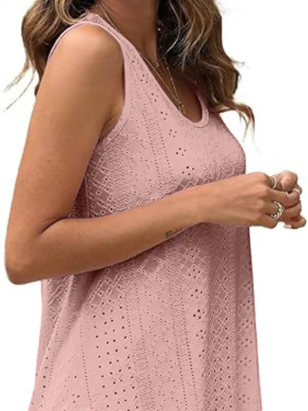 Scoop-Neck Eyelet Tank Top