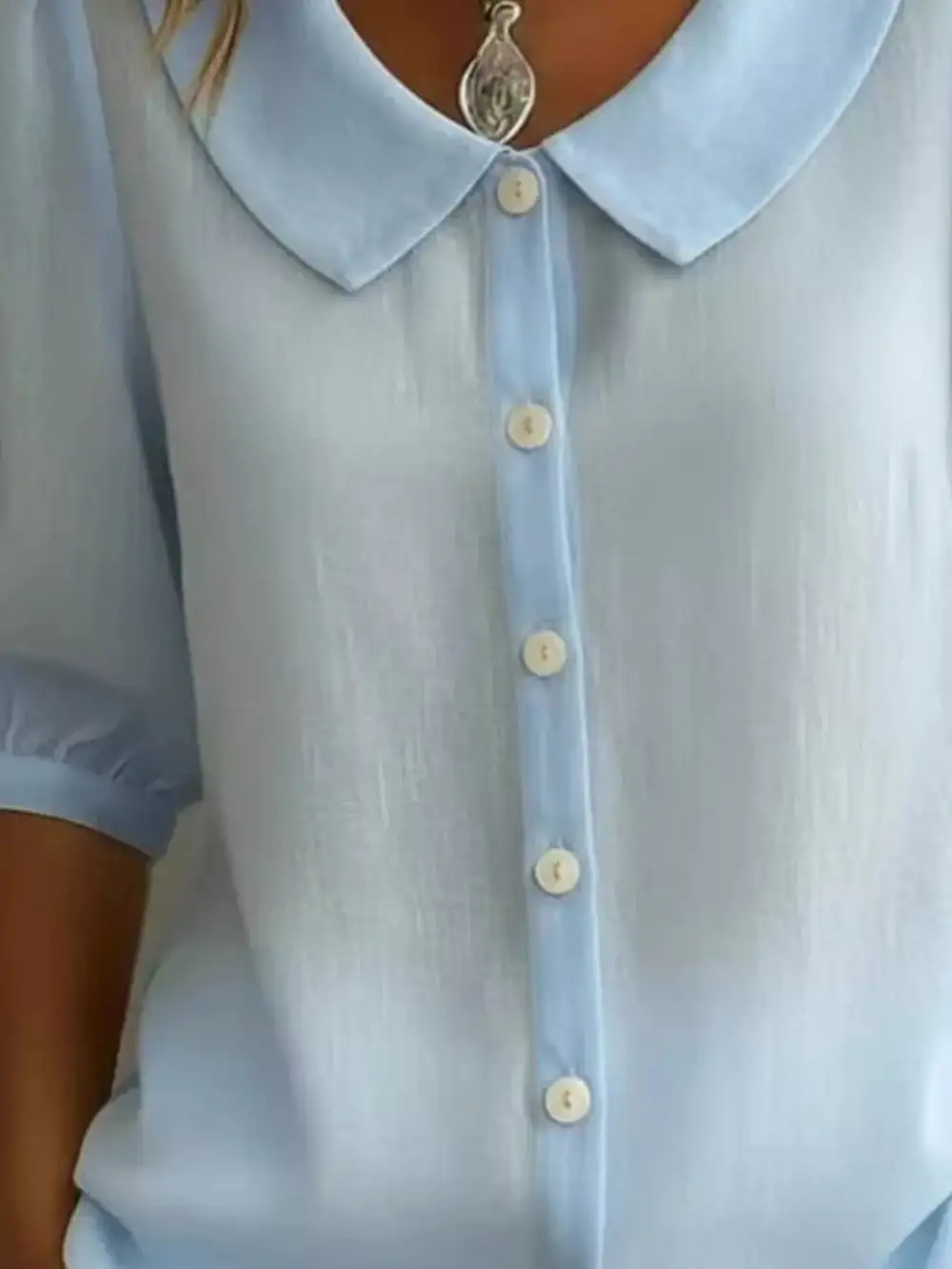 Peter Pan Collar Button Down Shirt Plus