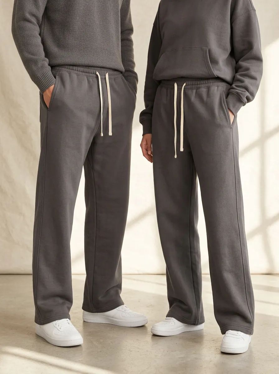 Unisex Relaxed Drawstring Wide-Leg Sweatpants