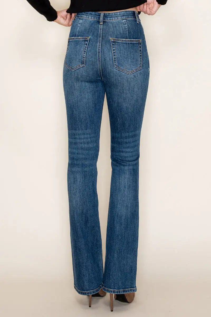 Women's High Rise Wide Leg Stretch Denim Jeans