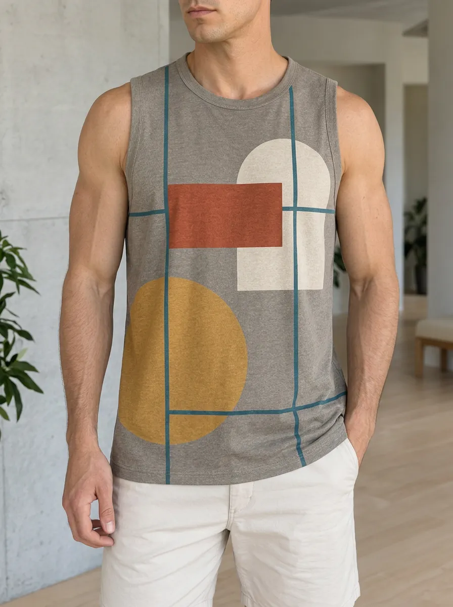 Men's Abstract Geometric Shapes Tank Top