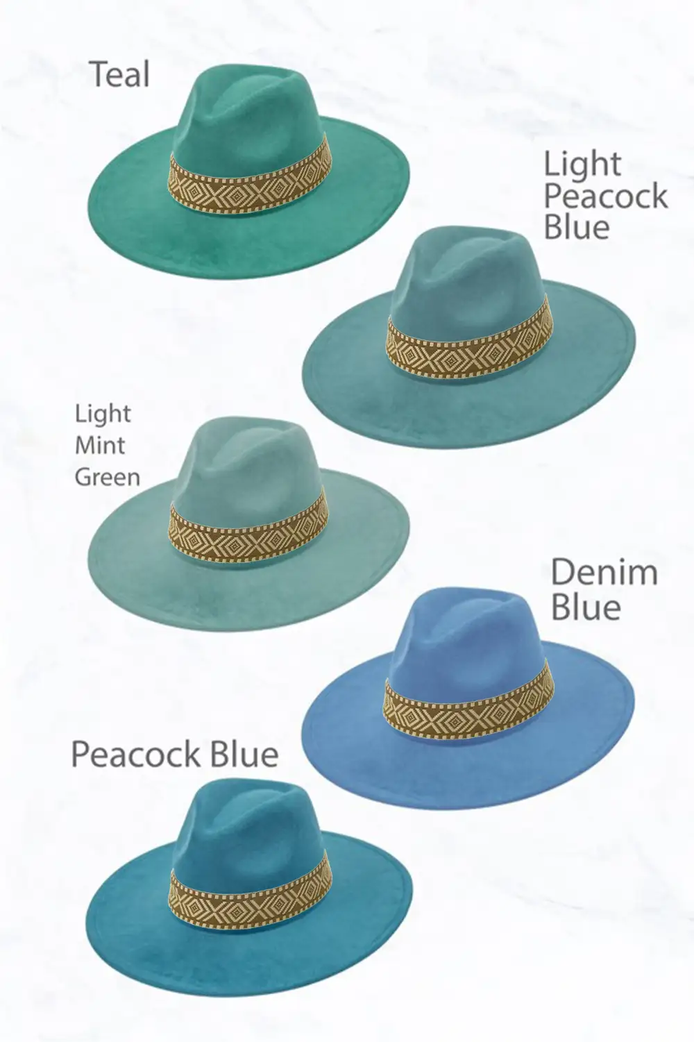 Suede Large Eaves Peach Top Fedora Hat