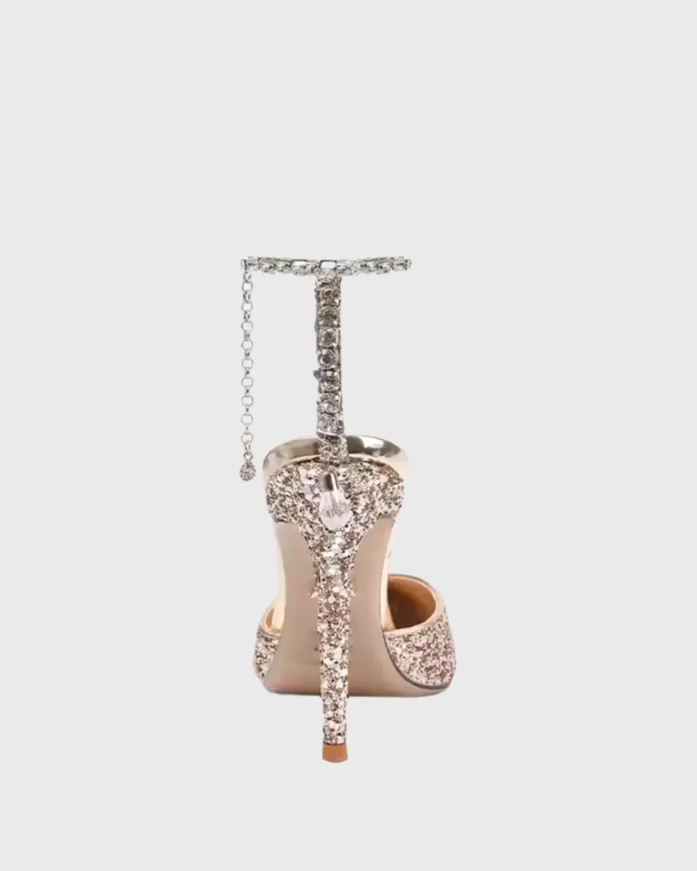 Rhinestone Strap Sequin Pumps in Gold