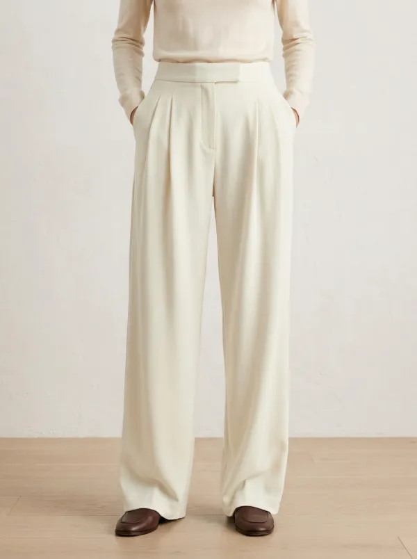 Tailored High-Waisted Pleated Wide-Leg Trousers