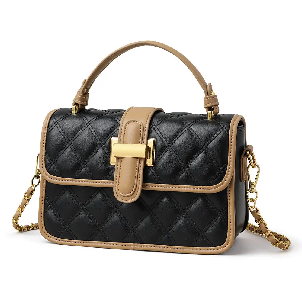 Compact Quilted Chain Strap Crossbody Bag