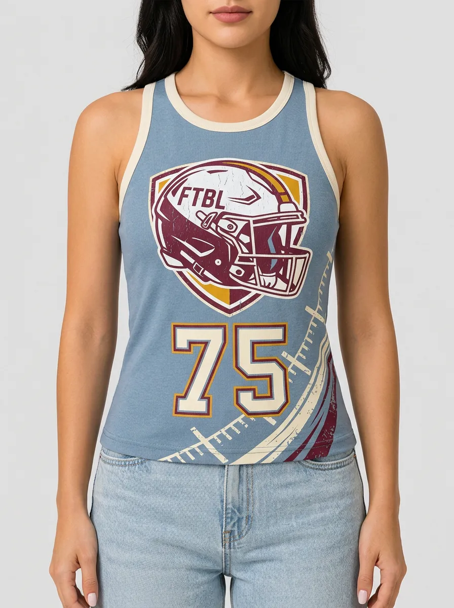 Women's Football Fan 75 Helmet Printed Tank Top