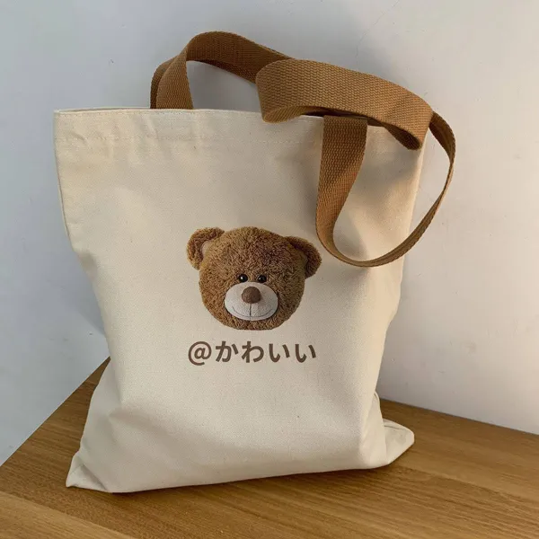 Textured Canvas Printed Tote Bag