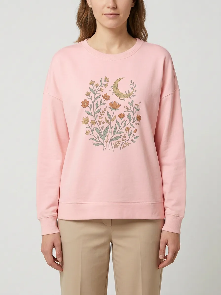 Women's Floral Moon Graphic Sweatshirt