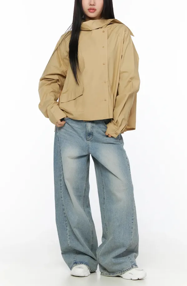 Wide-Fit Stitch-Detail Low-Rise Baggy Jeans