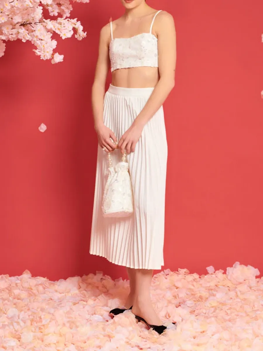 Casual Pleated Midi Skirt