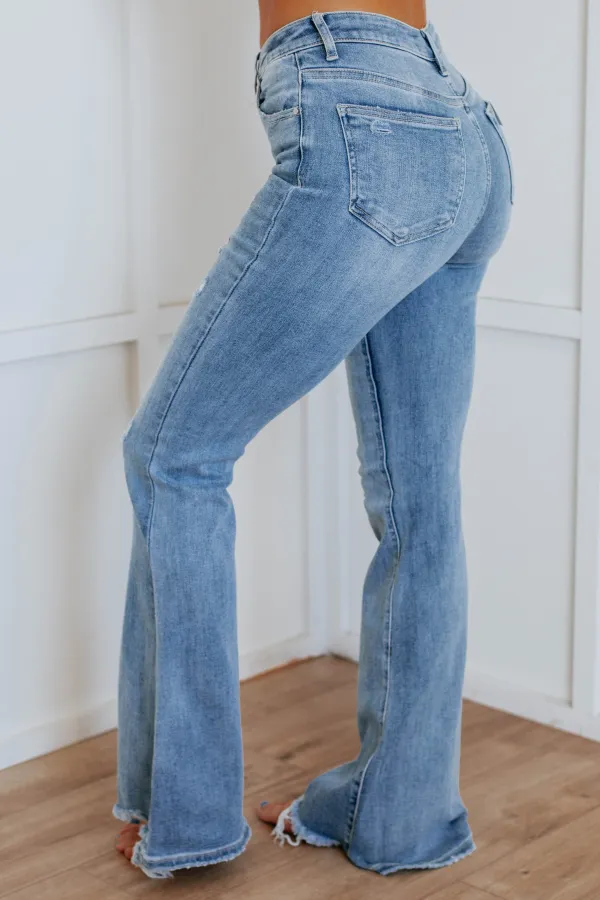 Women's High Rise Zip Fly Cotton Blend Jeans