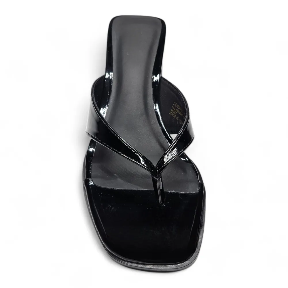 Luxe Patent Thong Block Heel Sandal