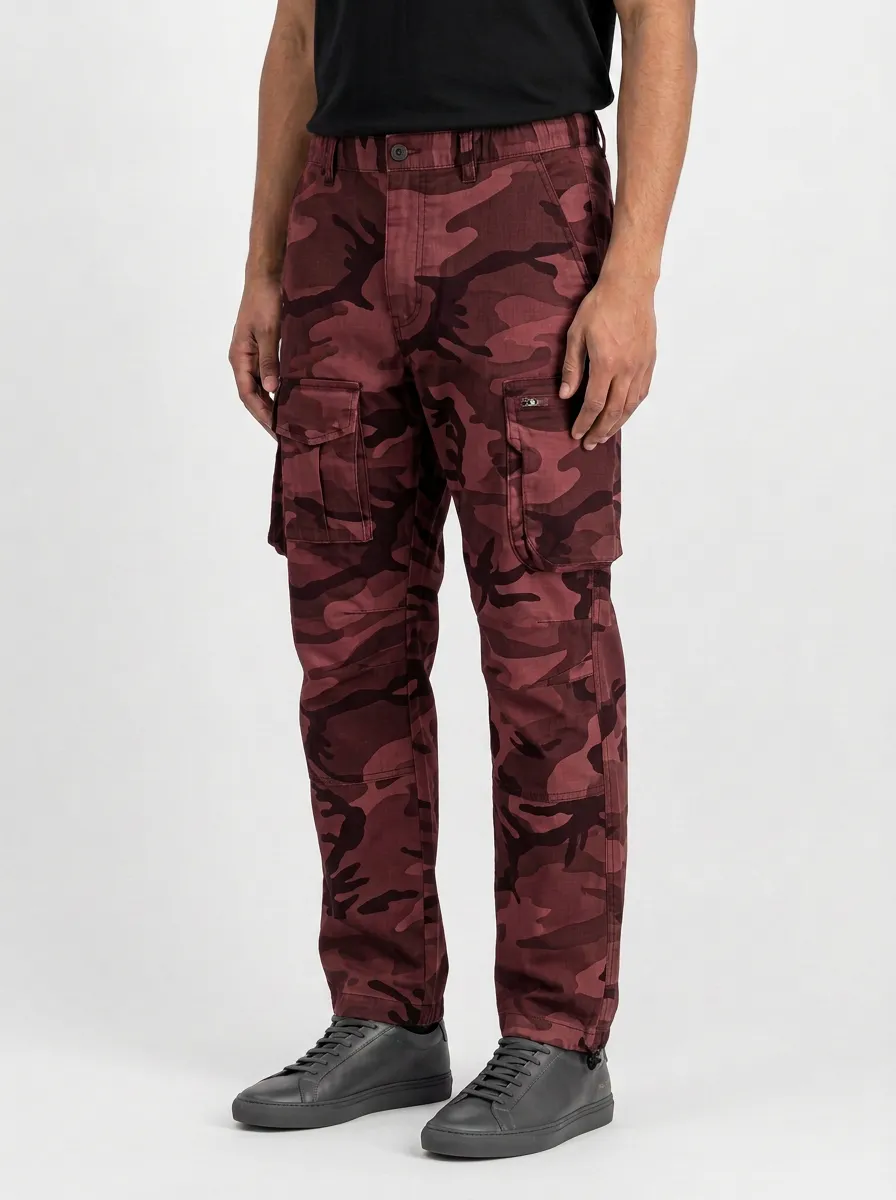 Men's Military Style Grey Camouflage Printed Cargo Pants