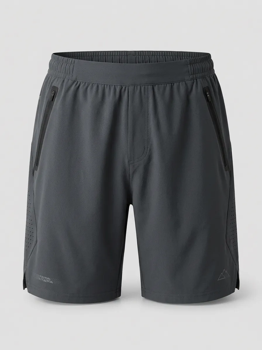 Men's Breathable Athletic Mountain Printed Zippered Shorts