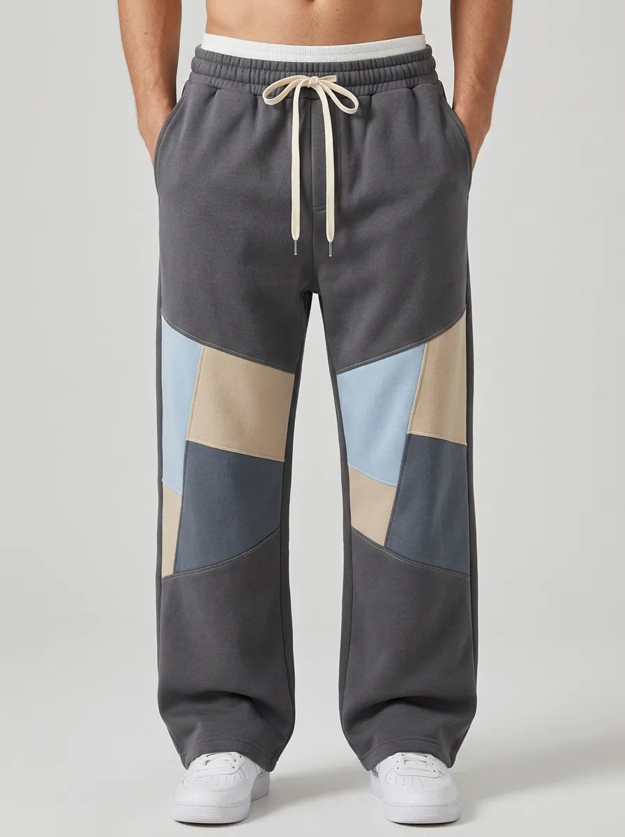 Unisex Patchwork Colorblock Graphic Joggers