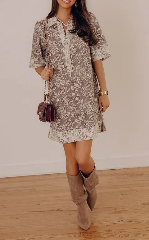 Floral Relaxed Mini Dress with Embroidery