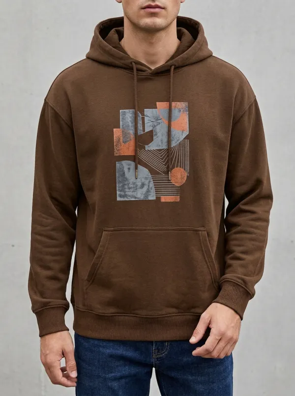 Men's Casual Abstract Geometric Art Print Hoodie