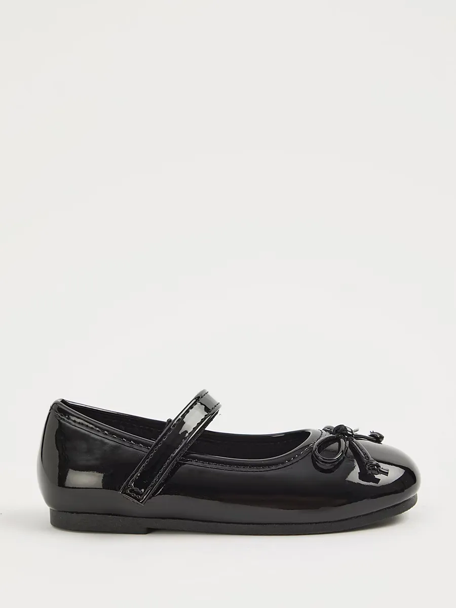 Black Patent Square Toe Ballet Shoes