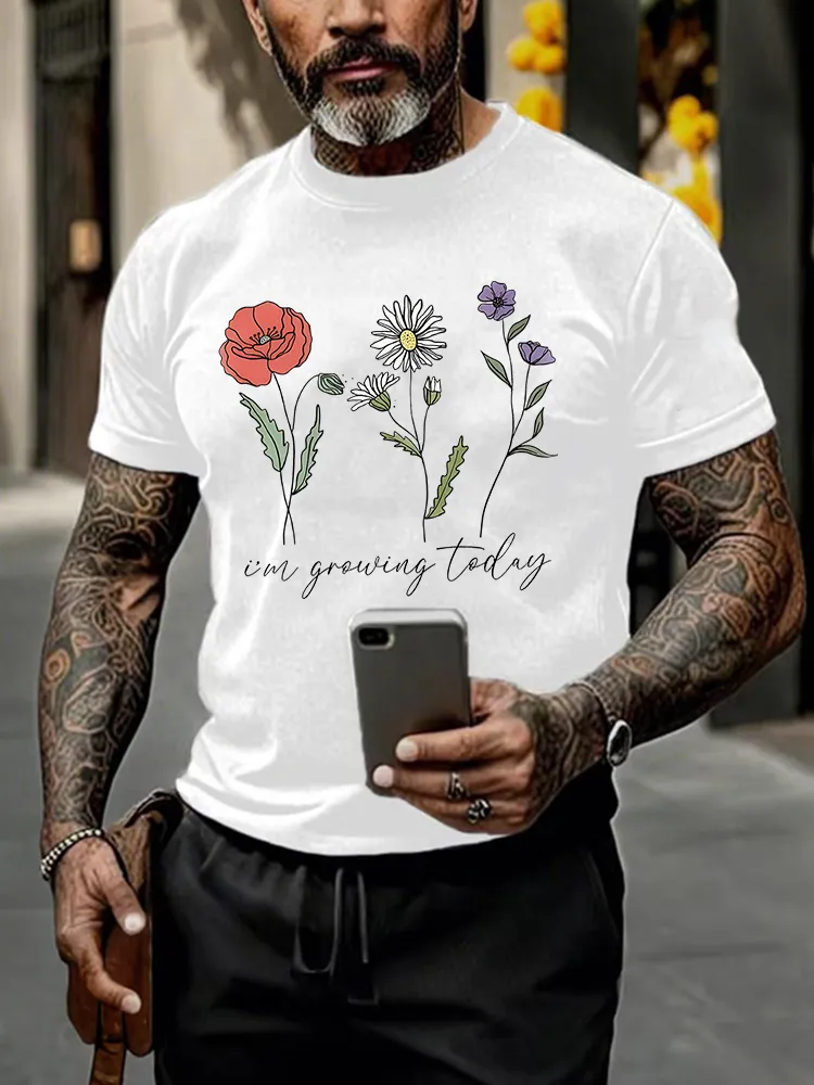 Men's Round-Neck Short-Sleeved T-Shirt I'M Growting Today Prints