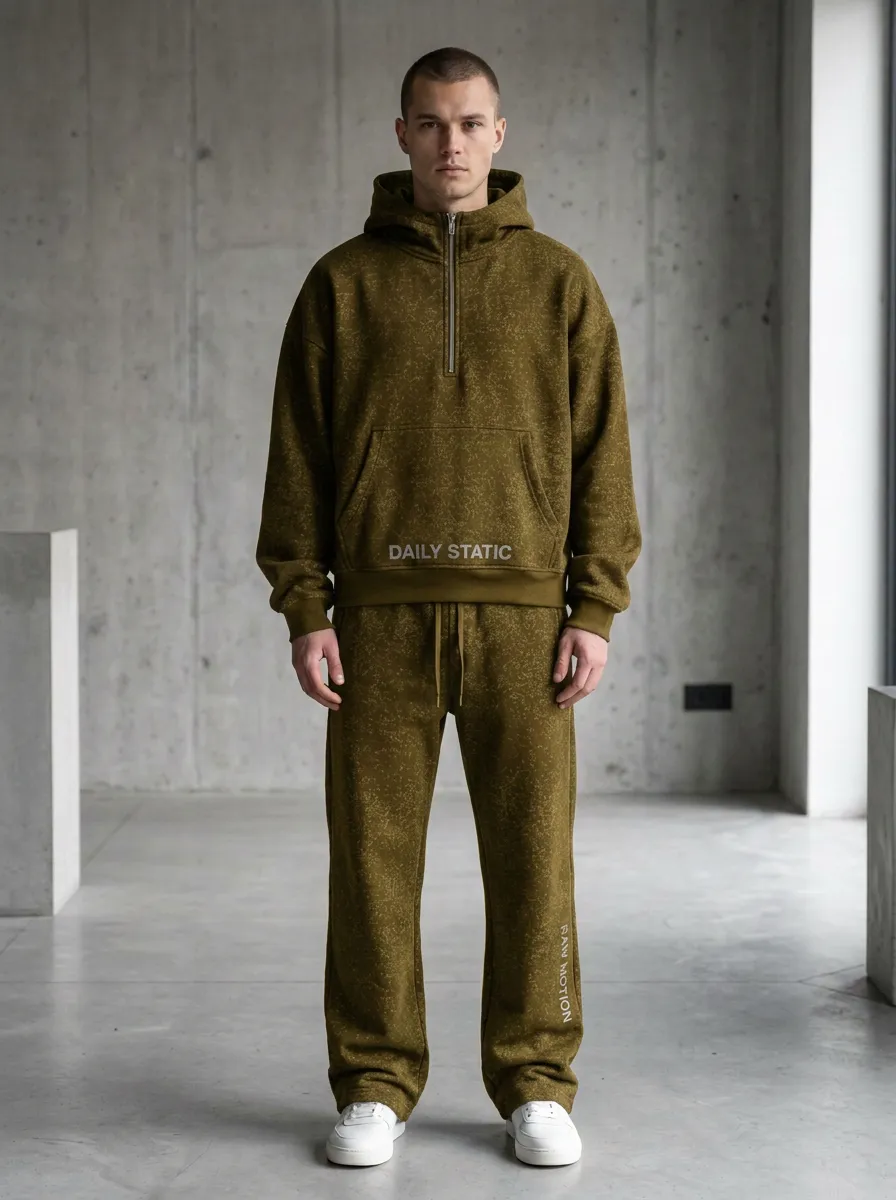 Hoodie Quarter-Zip Jogger Men's Two-Piece Tracksuit
