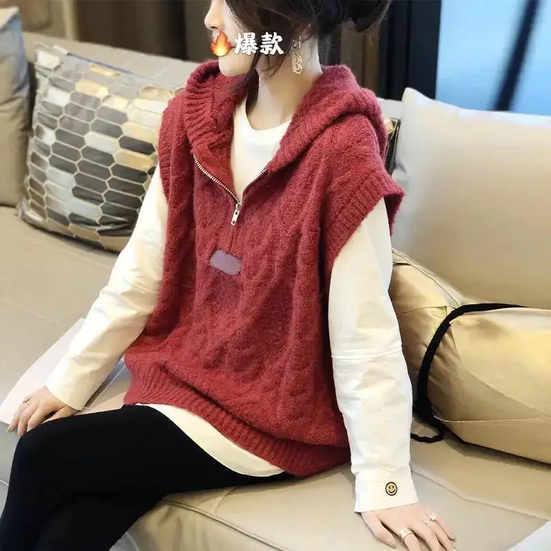 Womens Hooded Sleeveless Knit