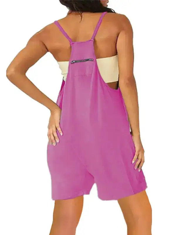 Zipper Pocket Spaghetti Straps Jumpsuit Overall Accessory
