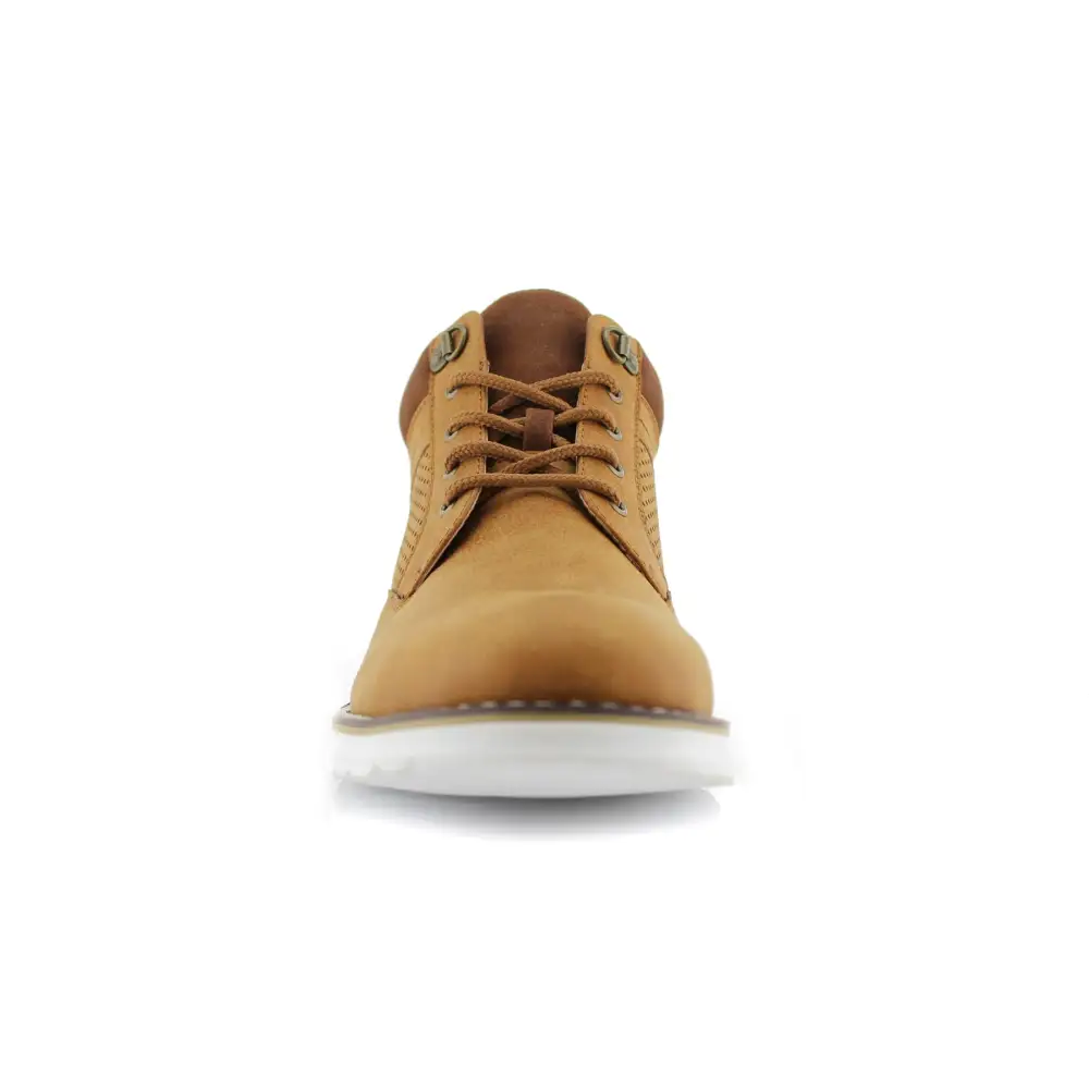 Structured Faux-Suede Suede Faux-Leather Chukka Boots