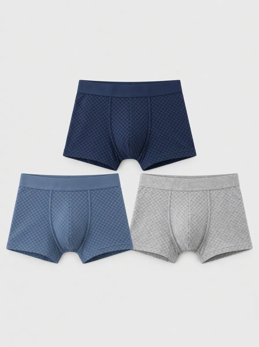Men's Assorted Checkered Pattern Boxer Briefs 3-Pack