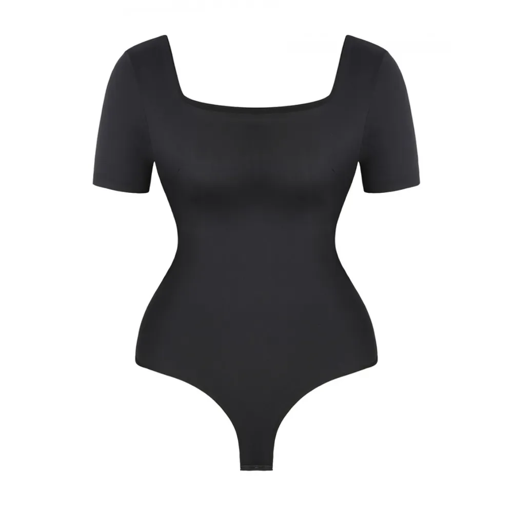 Square Neck Short Sleeve Shaping Bodysuit