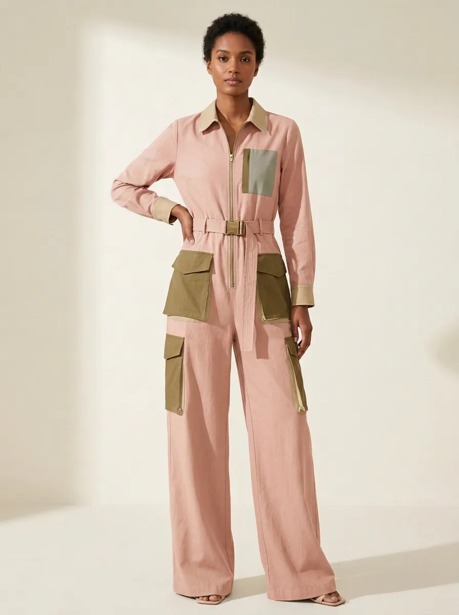 Women's Marin Utility Colorblock Cargo Jumpsuit