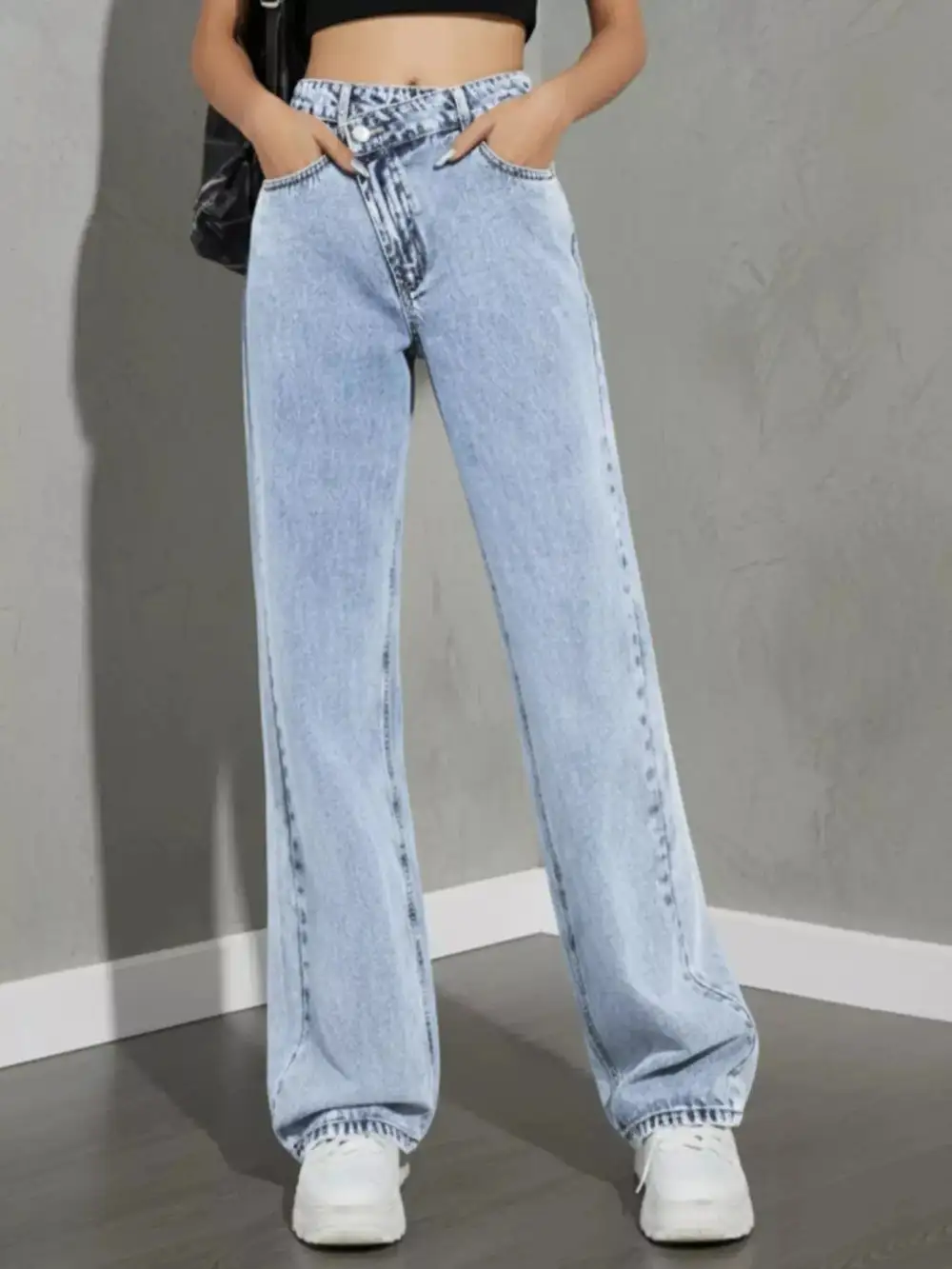 Front-Closure High-Waist High-Rise Denim Jeans