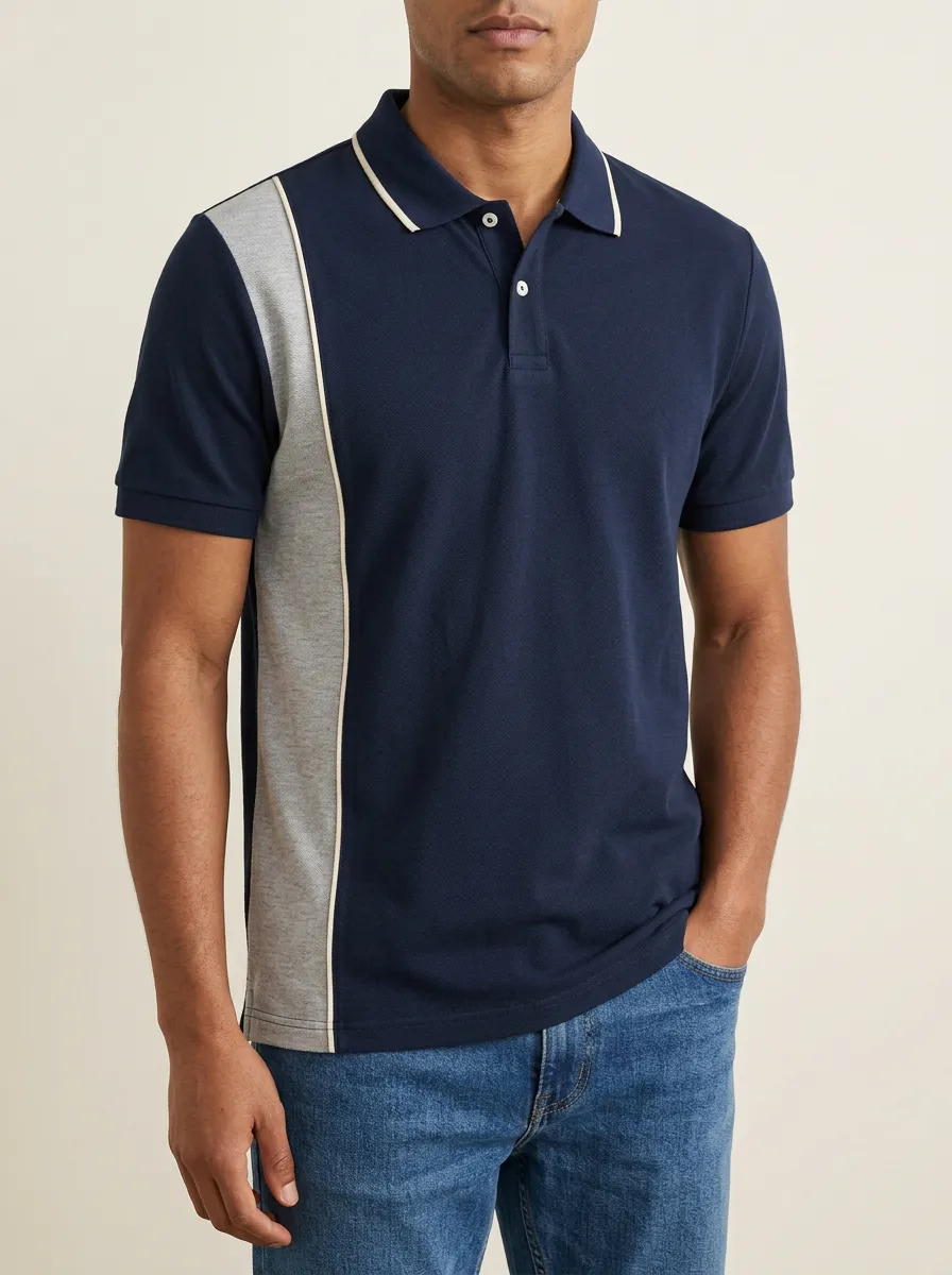 Men's Classic Everyday Colorblock Printed Polo Shirt