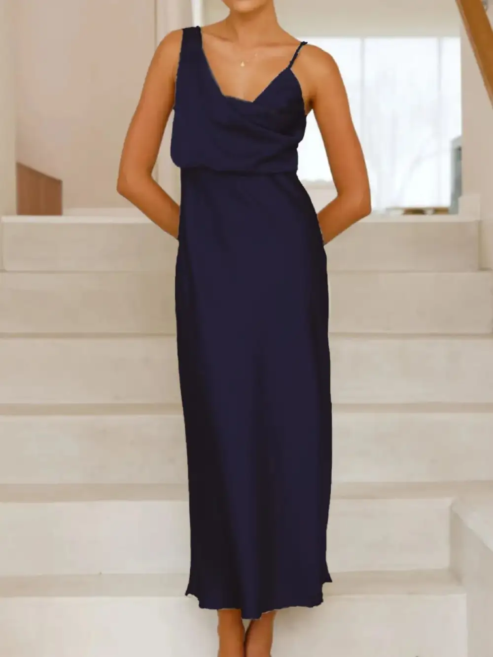 Balanced Detail Satin Midi Dress