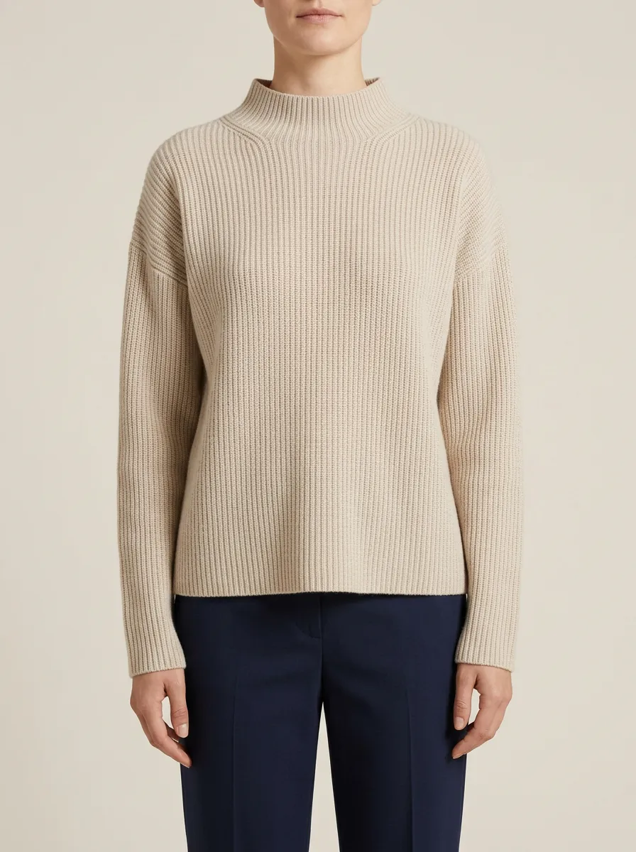 Women's Minimalist Ribbed Mock Neck Sweater