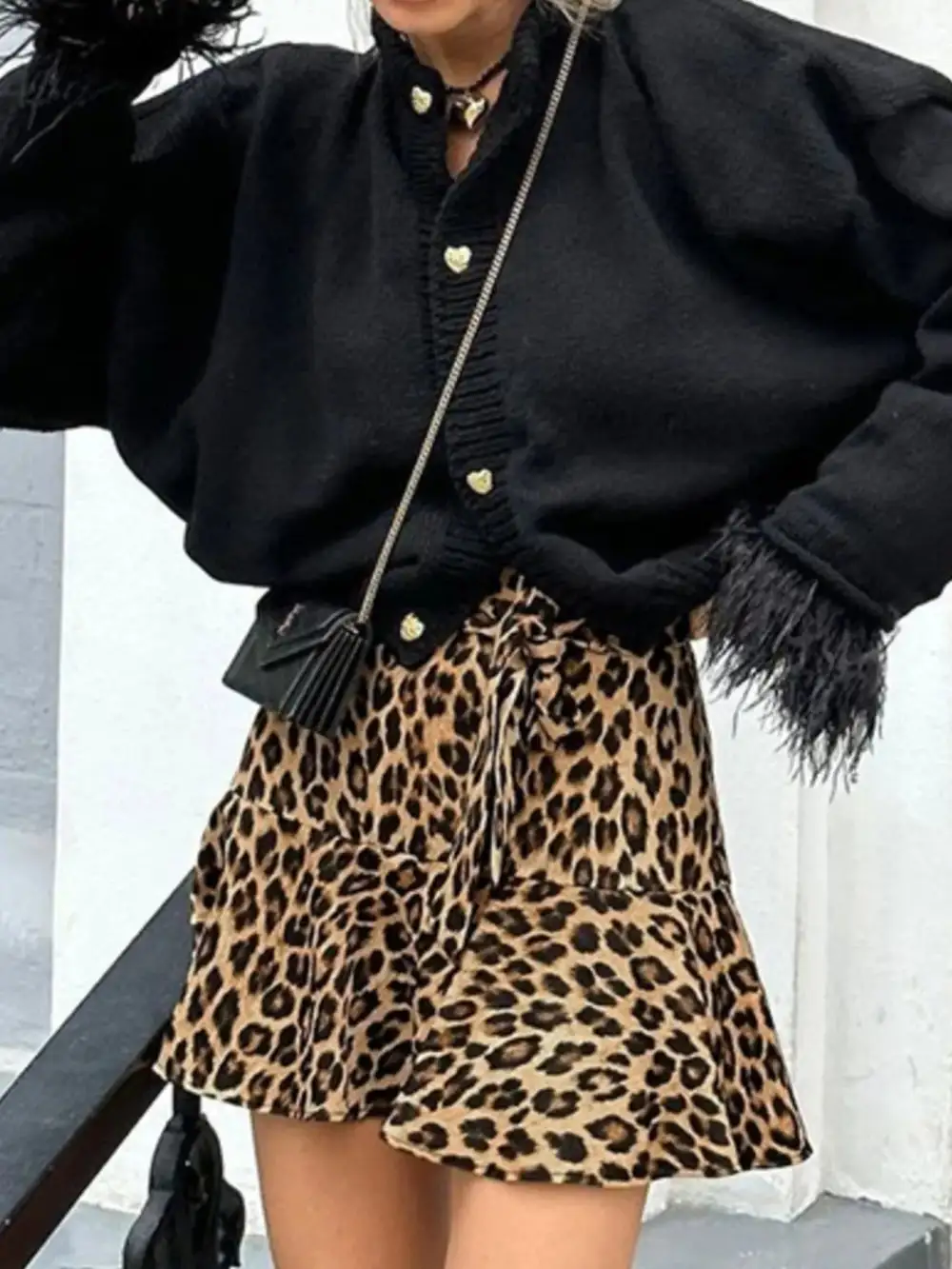 Natural Printed Leopard Skirt