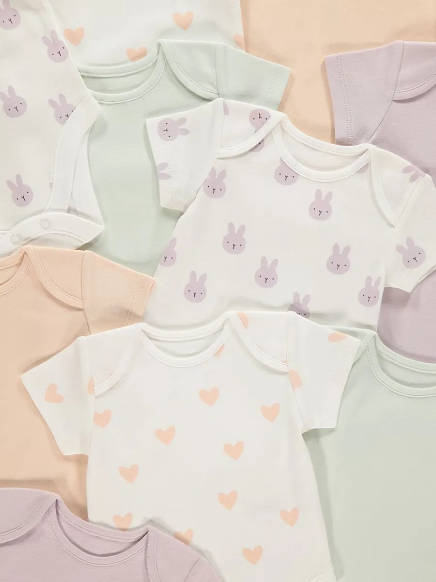 Pastel Short Sleeve Bodysuits 10 Pack