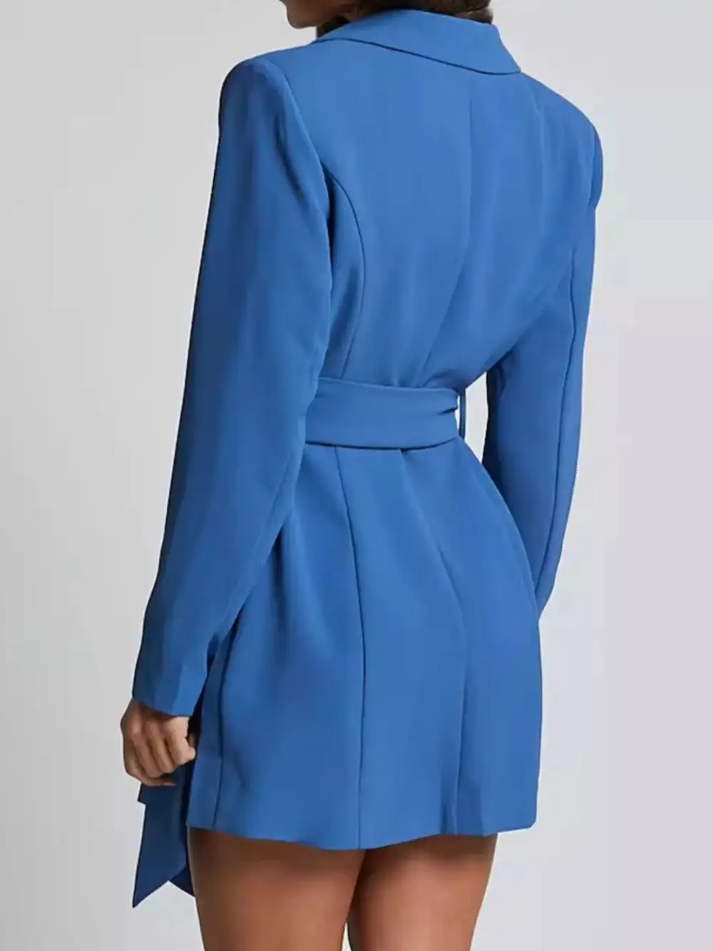 Lapel Collar Tie Waist Blazer