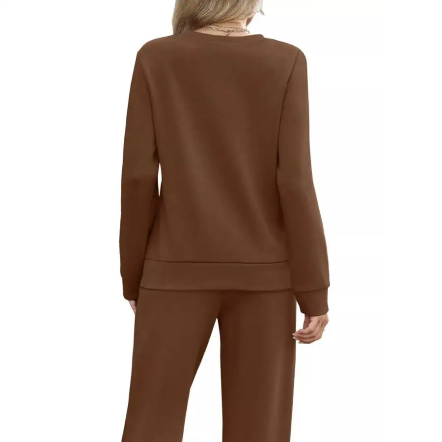 Full Size Casual Long Sleeve Top and Pants Set Plus Size