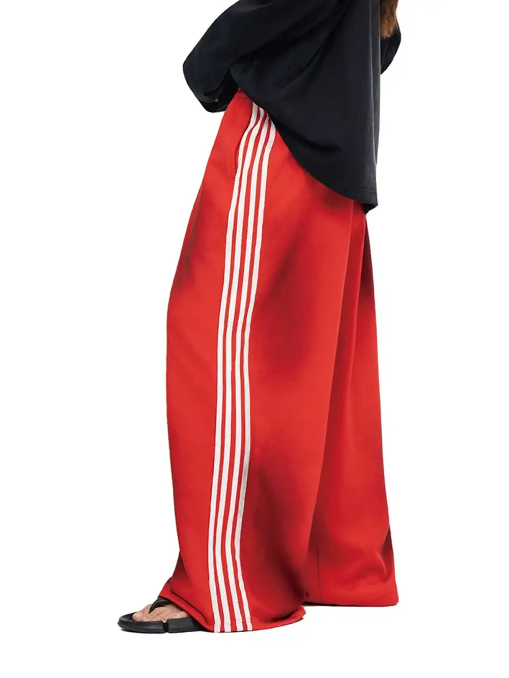 Wide-Leg Striped Sweatpants