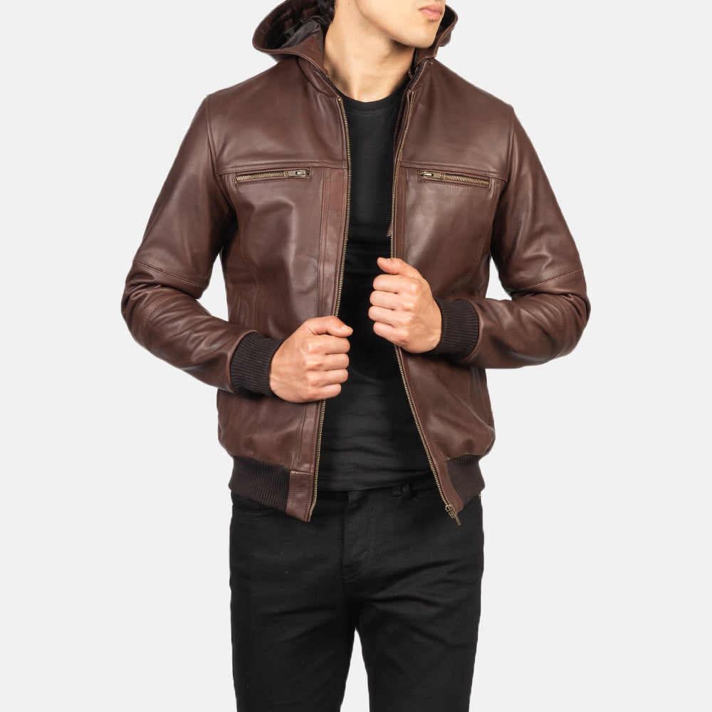 Men's Clean Line Bomber Leather Jacket