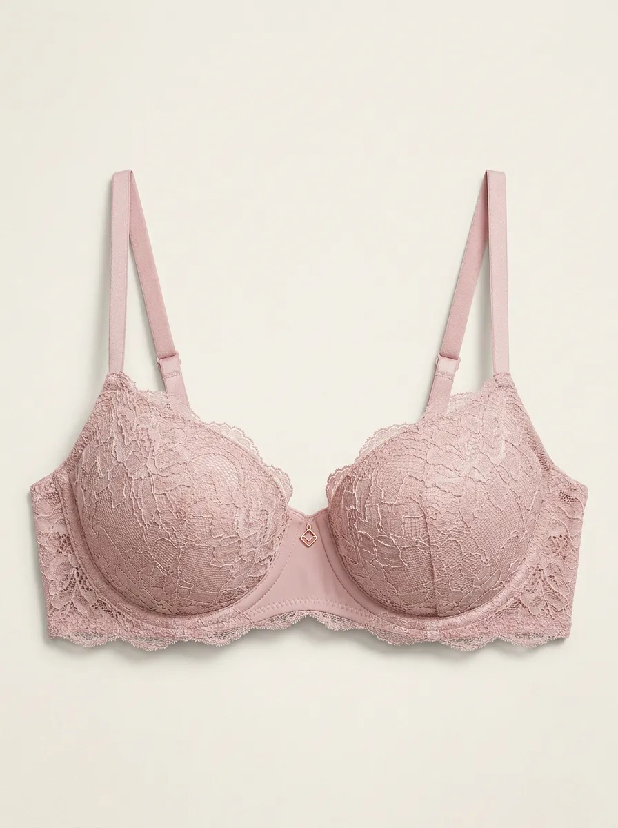 Women's Underwire Lace-Trim Floral-Lace Geometric-Pattern Bra