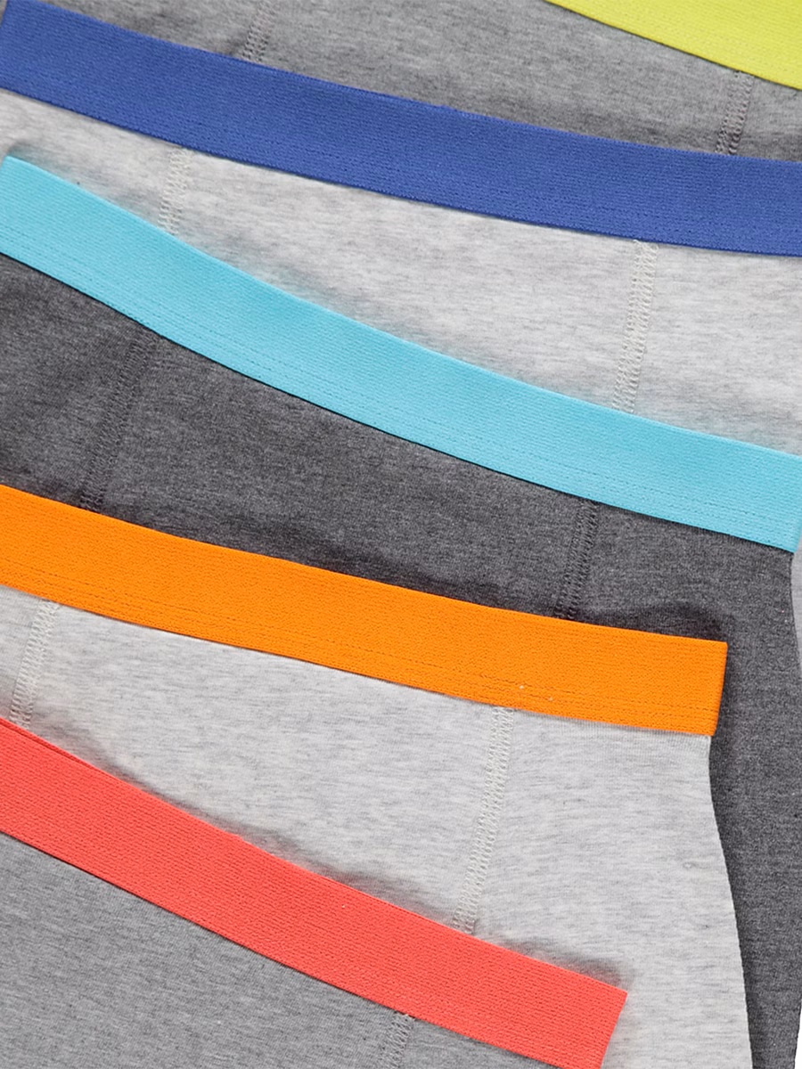 Grey Contrast Waistband Trunks 5 Pack detail 1