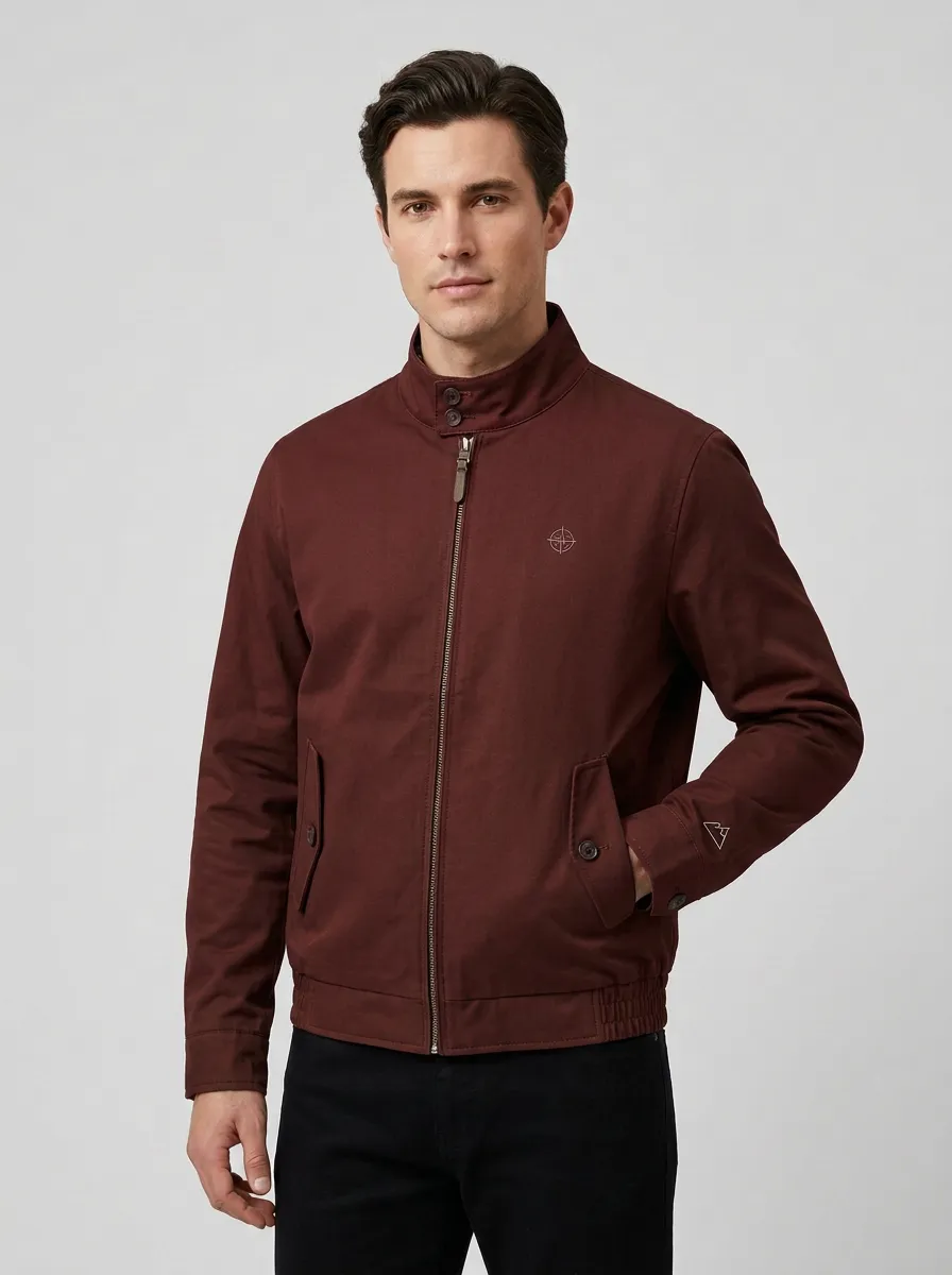 Men's Outdoor Adventure Compass Embroidered Zip-up Jacket
