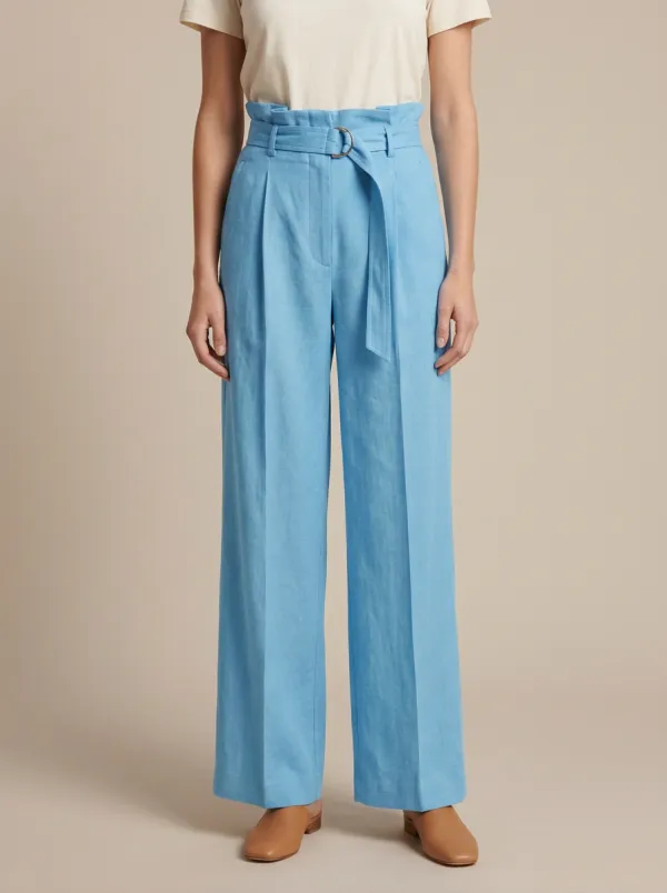 Contemporary Belted High Rise Wide Leg Pants