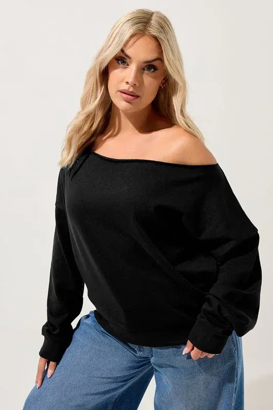 Black Off-Shoulder Sweatshirt