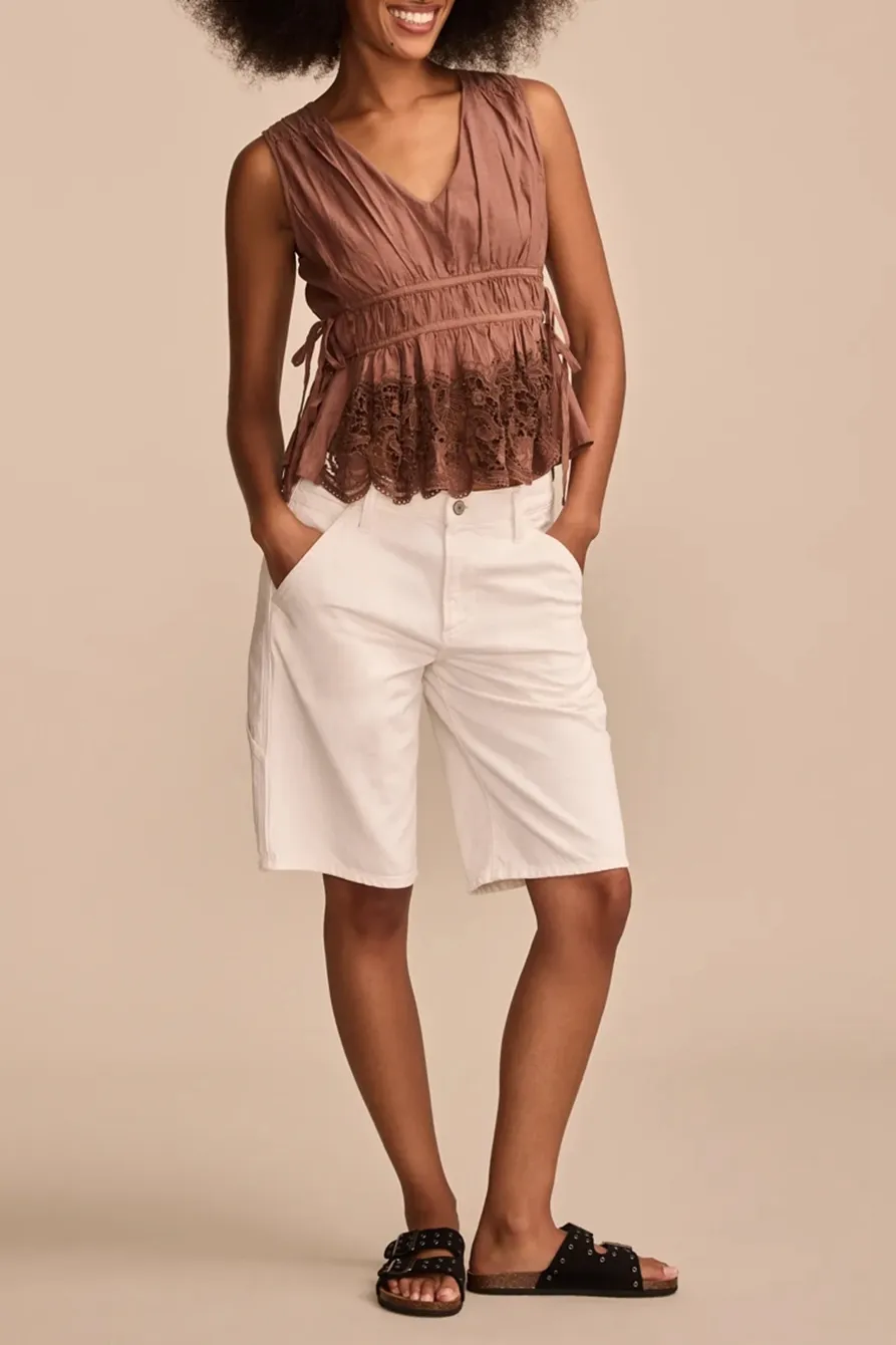 Lace Ruched Tank Top