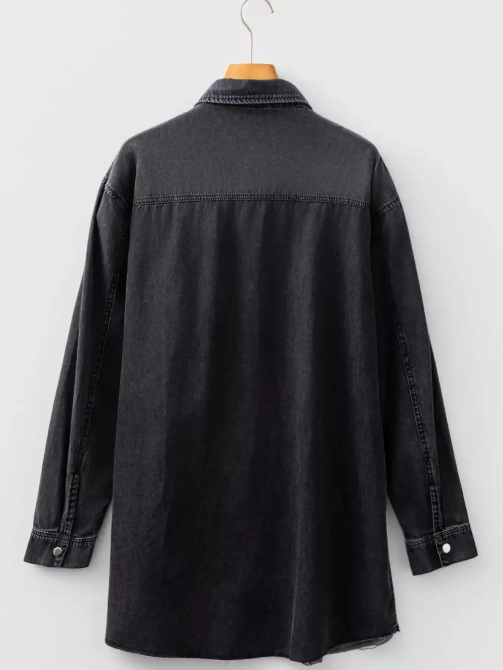 Smooth Finish Denim Pocketed Shirt Dress